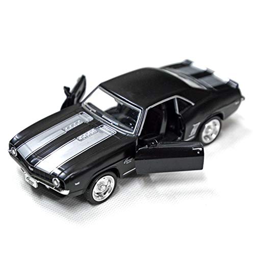 Tianmei 1:32 Scale Supercar Styling Alloy Die-Cast Car Model Collection Decoration Ornaments, Kids Play Vehicle Toys with Pull Back Action and Open Doors (Camaro 1969 - Black)