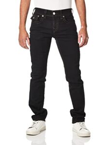 true religion men's ricky big t straight leg jean with back flap pockets, body rinse black, 32w x 34l