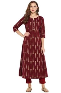 janasya indian women's tunic tops cotton kurti for women(jne3030-kr-xxxl) red