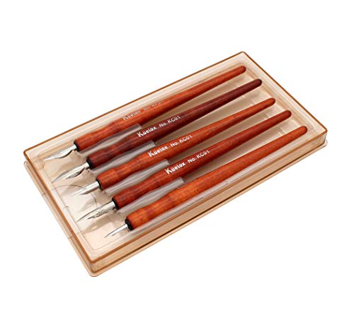 Hillento Comic Dip Pen Set, 5 Wooden Pen Handler Artist Cartoon Pen Set Calligraphy Dip Pens with 5 Nibs - Great for Manga/Comic/Calligraphy/Word Art/Pen-and-Ink Drawing