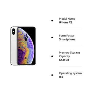 Apple iPhone XS, 64GB, Silver - Unlocked (Renewed)