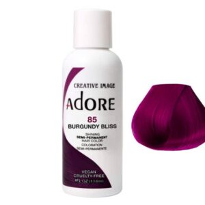 ADORE Creative Image Shining SEMI-PERMANENT Hair Color (STYLIST KIT) No Ammonia, No Peroxide, & No Alcohol Haircolor Semi Permanent Dye (85 Burgundy Bliss)