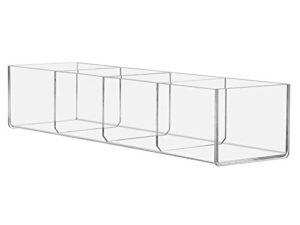 acrylic retail tray four compartment 15.75" wide x 4" deep clear countertop coffee bar snack organizer table coffee tea bags sugar holder condiment station organizer by marketing holders