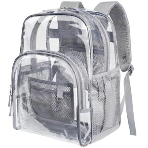 packism clear backpack - large clear backpacks heavy duty transparent backpack, see through backpack clear bookbag for student, school, work, travel, black(for age 12 above)