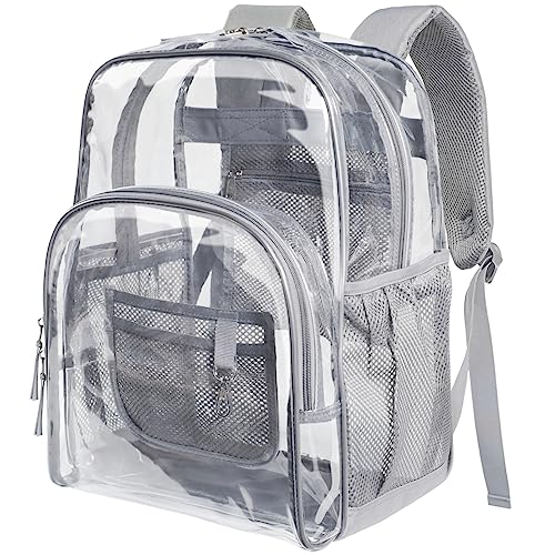 PACKISM Clear Backpack - Large Clear Backpacks Heavy Duty Transparent Backpack, See Through Backpack Clear Bookbag for Student, School, Work, Travel, Black(for age 12 above)