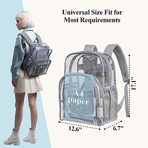 PACKISM Clear Backpack - Large Clear Backpacks Heavy Duty Transparent Backpack, See Through Backpack Clear Bookbag for Student, School, Work, Travel, Black(for age 12 above)