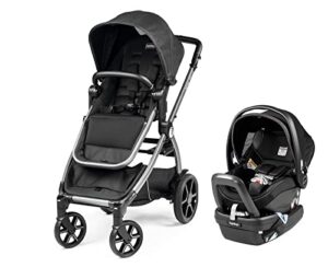 peg perego ypsi travel system - includes ypsi lightweight reversible stroller and primo viaggio 4-35 nido infant car seat - made in italy - onyx (black)