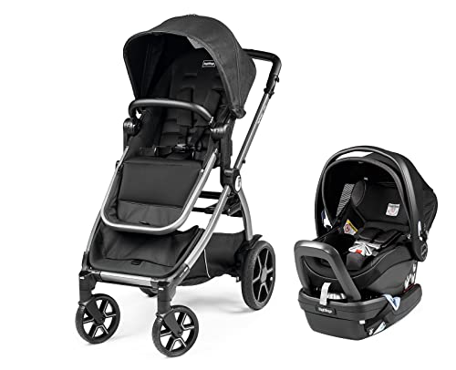 Peg Perego Ypsi Travel System - Includes Ypsi Lightweight Reversible Stroller and Primo Viaggio 4-35 Nido Infant Car Seat - Made in Italy - Onyx (Black)