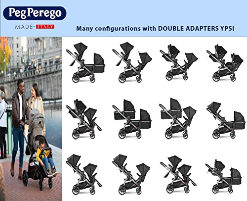 Peg Perego Ypsi Travel System - Includes Ypsi Lightweight Reversible Stroller and Primo Viaggio 4-35 Nido Infant Car Seat - Made in Italy - Onyx (Black)