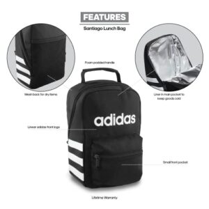 adidas Santiago Insulated Lunch Bag, Black/White, One Size