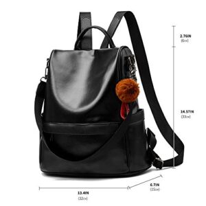 CHERUTY Women Backpack Purse PU Leather Anti-theft Casual Shoulder Bag Fashion Ladies Satchel Bags(Black)