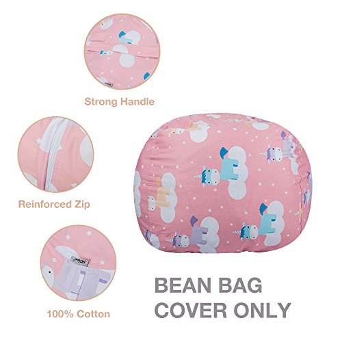 STTIAO Stuffed Storage Bean Bag Chair for Kids, Animal Beanbag Cover with Carrying Handle-Toy Storage Plush Organizer for Toddler Stuffed Seat (Unicorn, 38'')