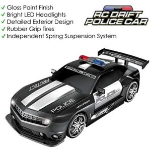 Haktoys Remote Control Police Car RC High Speed Cop Chase 1:12 Scale Radio Control Patrol Sports Vehicle with Headlights