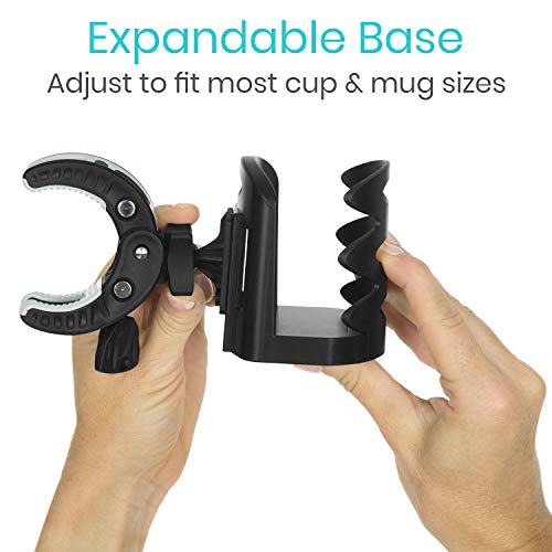 Vive Cup Holder for Walker, Wheelchair, Accessories, Stroller, Adults, Bike, Boat, Desk, Mobility Scooter, Rollator, Electric Wheel Chair - Portable Adjustable Cupholder Attachment, Near Universal Fit