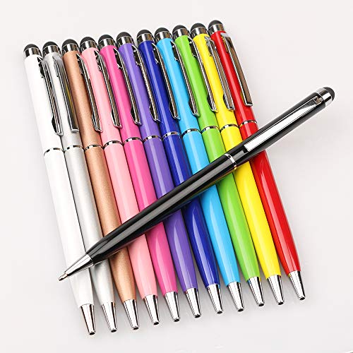 homEdge Stylus Pen and Ink Pen Set of 12 Pack, Universal 2 in 1 Capacitive Stylus Ball Point Pens Compatible with iPad, iPhone, Samsung, Kindle Touch