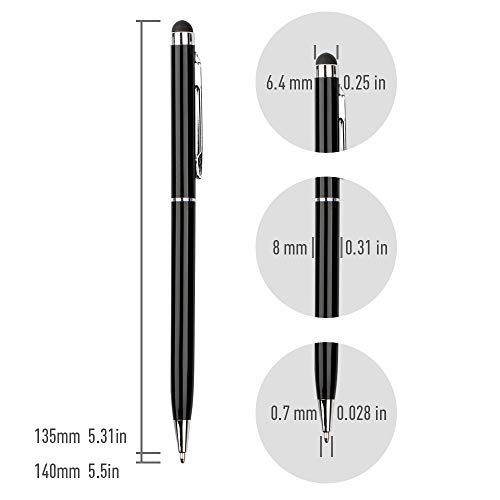 homEdge Stylus Pen and Ink Pen Set of 12 Pack, Universal 2 in 1 Capacitive Stylus Ball Point Pens Compatible with iPad, iPhone, Samsung, Kindle Touch