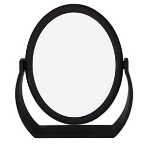 Bath Bliss Double Sided Free Standing Swivel Vanity Mirror, Regular & 10X’s Magnification, Make-up & Shaving Use, Tabletop, Rubberized, Black