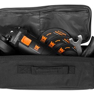 WEN 94475 7.5-Amp 4-1/2-Inch Angle Grinder with Reversible Handle, Three Grinding Discs, and Carrying Case, Black,orange