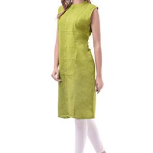 Chichi Indian Women's Cotton Plain Green Kurti Sleeveless Top