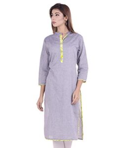 indian women's plain cotton kurti grey top by chichi, medium