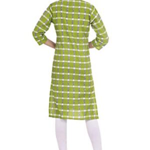 Chichi Women's Indian Checks Cotton Kurti Top, Green, XX-Large