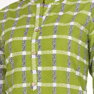 Chichi Women's Indian Checks Cotton Kurti Top, Green, XX-Large