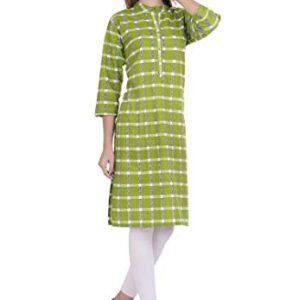 Chichi Women's Indian Checks Cotton Kurti Top, Green, XX-Large