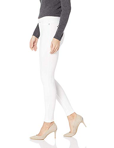 HUE womens Solid Color Original Jeanz Denim Legging Hosiery, White, Large US