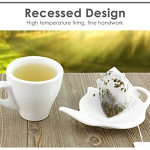 DS. DISTINCTIVE STYLE 4 Pieces Teapot Shaped Tea Bag Holder Teabag Coaster Seasoning Dish for Sauce Dessert (White - Ceramic)