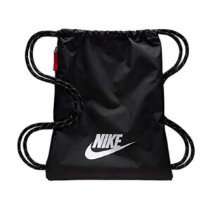 nike heritage gym sack - 2.0, black/black/white, misc