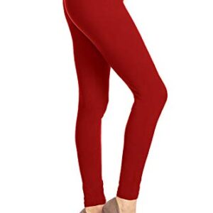 Leggings Depot Womens High Waist Legging - Pants with Buttery Soft 1 Inch Waistband, Tango Red (One Size Plus)