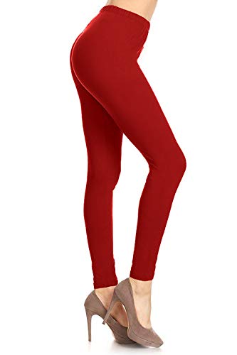 Leggings Depot Womens High Waist Legging - Pants with Buttery Soft 1 Inch Waistband, Tango Red (One Size Plus)