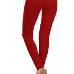 Leggings Depot Womens High Waist Legging - Pants with Buttery Soft 1 Inch Waistband, Tango Red (One Size Plus)