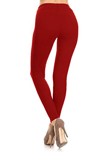 Leggings Depot Womens High Waist Legging - Pants with Buttery Soft 1 Inch Waistband, Tango Red (One Size Plus)