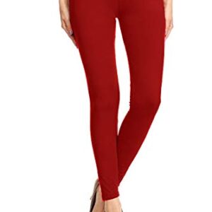 Leggings Depot Womens High Waist Legging - Pants with Buttery Soft 1 Inch Waistband, Tango Red (One Size Plus)