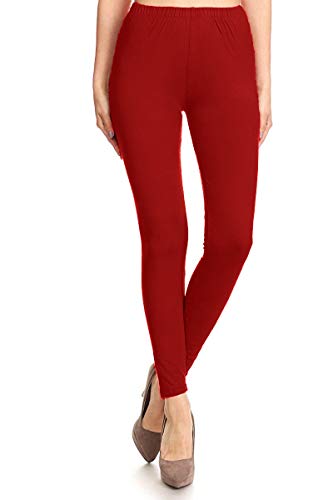 Leggings Depot Womens High Waist Legging - Pants with Buttery Soft 1 Inch Waistband, Tango Red (One Size Plus)