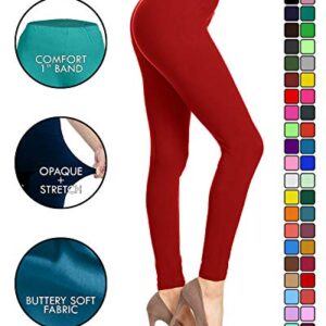 Leggings Depot Womens High Waist Legging - Pants with Buttery Soft 1 Inch Waistband, Tango Red (One Size Plus)