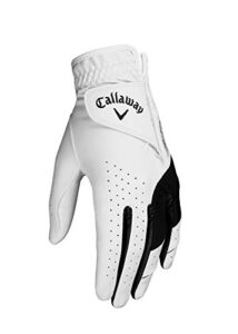 callaway golf women's weather spann premium synthetic golf glove  (white, single, large, prior gen model , standard, worn on left hand)
