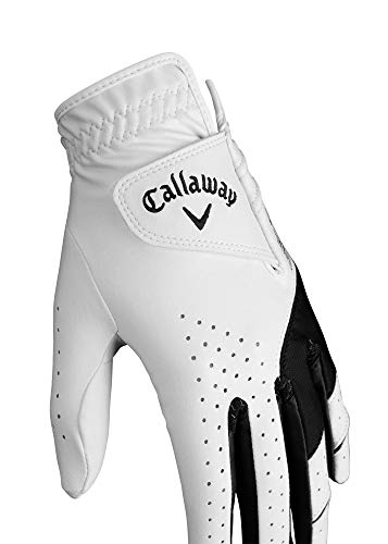 Callaway Golf Women's Weather Spann Premium Synthetic Golf Glove  (White, Single, Large, Prior Gen Model , Standard, Worn on Left Hand)