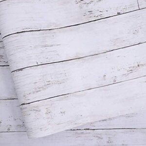 white gray wood paper 17.71 in x 118 in self-adhesive removable wood peel and stick wallpaper decorative wall covering vintage wood panel interior film for home decoration
