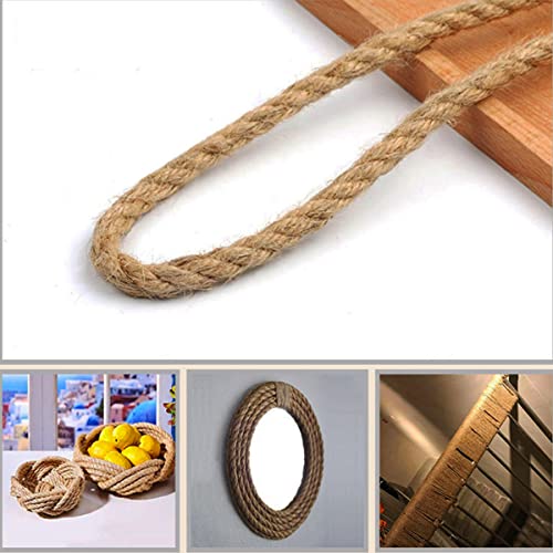 Natural Jute Rope Hemp Rope (1/2 in x 100 ft) Strong Jute Twine for Crafts Gardening Hammock Decorating