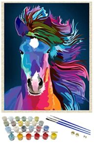 icoostor paint by numbers diy acrylic painting kit for kids & adults beginner - 16" x 20" abstract horse pattern
