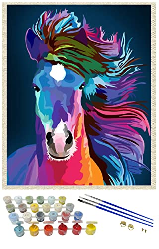 iCoostor Paint by Numbers DIY Acrylic Painting Kit for Kids & Adults Beginner - 16" x 20" Abstract Horse Pattern