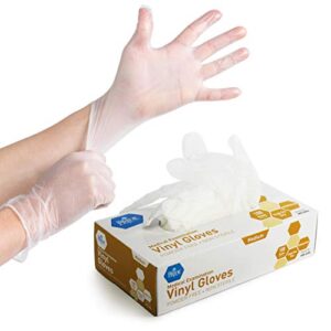 Med PRIDE Medical Vinyl Examination Gloves (Medium, 100-Count) Latex Free Rubber | Disposable, Ultra-Strong, Clear | Fluid, Blood, Exam, Healthcare, Food Handling Use | No Powder