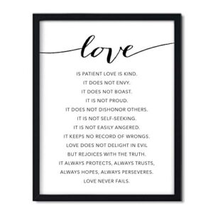 andaz press unframed black white wall art decor poster print, bible verses, love ... always protects, always trusts, always hopes, always perseveres. love never fails. 1 corinthians 13:4-8, 1-pack