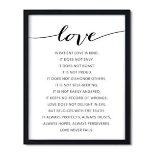 Andaz Press Unframed Black White Wall Art Decor Poster Print, Bible Verses, Love ... always protects, always trusts, always hopes, always perseveres. Love never fails. 1 Corinthians 13:4-8, 1-Pack