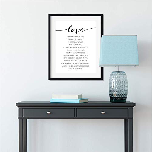 Andaz Press Unframed Black White Wall Art Decor Poster Print, Bible Verses, Love ... always protects, always trusts, always hopes, always perseveres. Love never fails. 1 Corinthians 13:4-8, 1-Pack