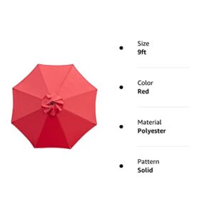 Sunnyglade 9ft Patio Umbrella Replacement Canopy Market Umbrella Top Fit Outdoor Umbrella Canopy (Red)