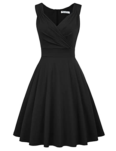 GRACE KARIN Black Cocktail Dresses for Women Wedding Guest A line Short Bridesmaid Dress M