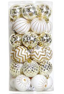 30pcs christmas balls ornaments,60mm gold&white painted shatterproof festive wedding hanging ornaments christmas tree decoration